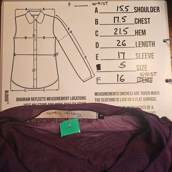 CYNTHIA ASHBY Purple Nylon Sheer 3/4 Sleeve Layered Top~Size S - Picture 9 of 11